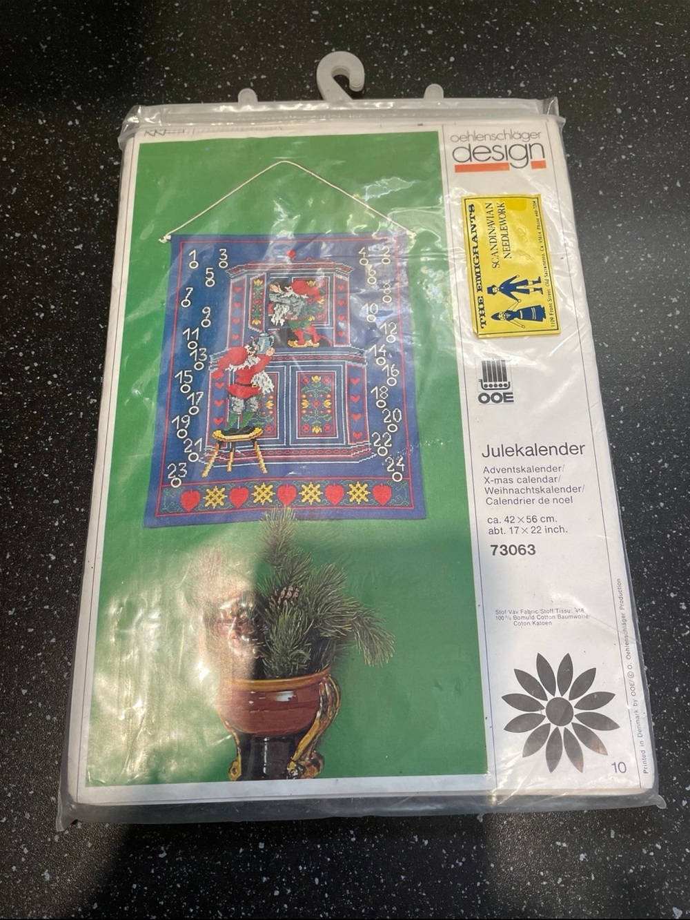 oehlenschlager brand new vintage holiday advent calendar, needle work kit